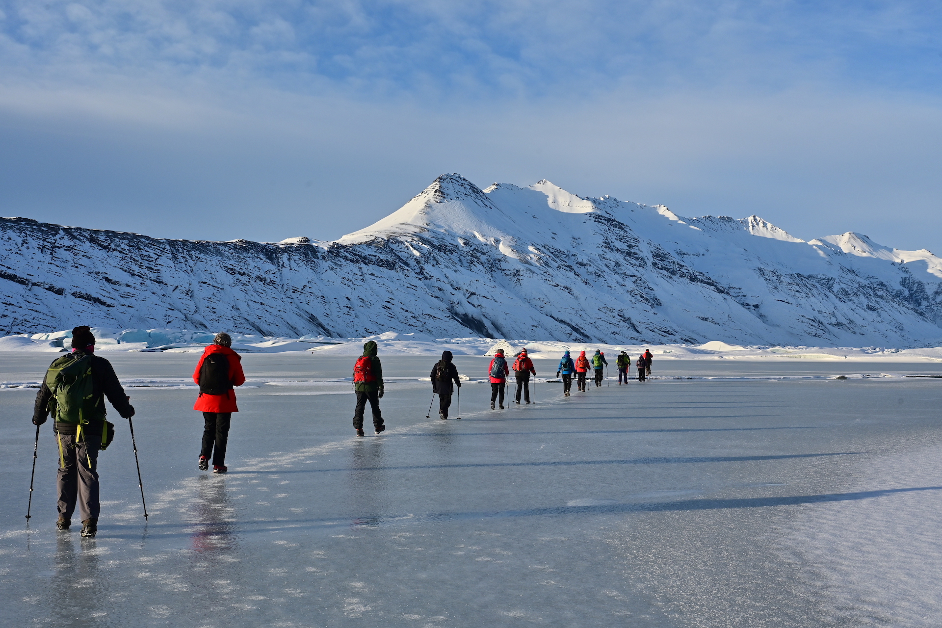 Randonnée sur le lac gelé de Heinabergslon