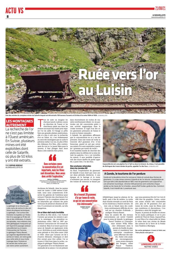 Article du Nouvelliste du 21 août 2021